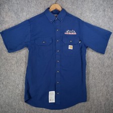 Carhartt Shirt Mens Small Blue FR Flame Resistant ARC 2 NFPA 2112 Logo Top