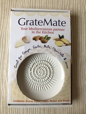 GrateMate - Simply White- Garlic Grater Plate, Peeler And Brush NEW