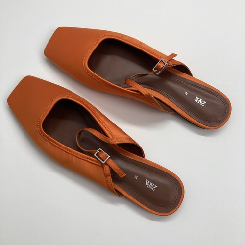 Zara satin ballet mules - 36, us