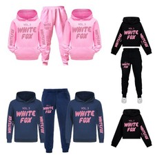 Girls White Hoodie Tracksuit