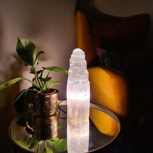 Selenite crystal lamp mountain - selenite,