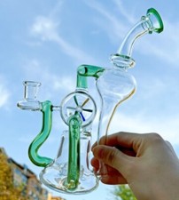 9.2" Glass Recycler Hookah Rotary Windmill Tornado Bong Thick Smoking Water Pipe