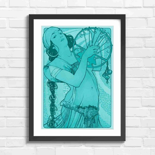 Art nouveau woman with wheel - art,