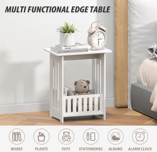 Bedside table white - white, drawer