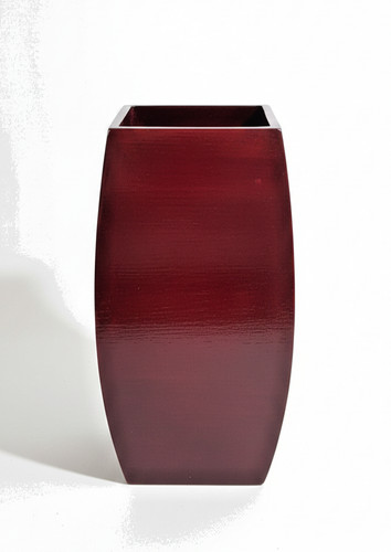Tall red square table vase - 12"tall,