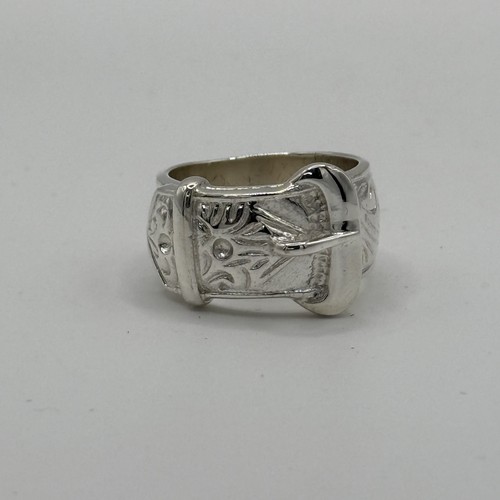 Silver buckle ring mens gents - silver,