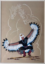 Franklin Morris Gouache painting Nez Nah Navajo Laguna Eagle Dancer