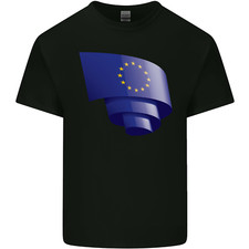 Curled EU Flag European Union Flag Football Mens Light Cotton T-Shirt