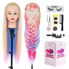 26'' Multicolored Training head Hairdressing Styling Mannequin Doll with Clamp