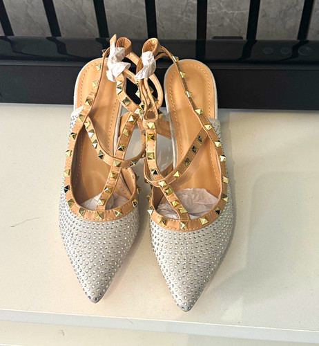 Women silver beige studded - women’s, silver/beige