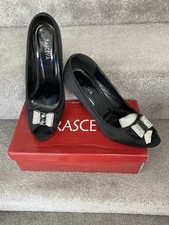 Krasceva Women's Black Peep toe Diamanté Bow Stiletto Shoes Size 7