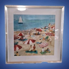 Framed Beach Scene Watercolor