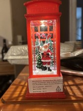 Small Christmas Light Up Santa In Phone Box Ornament