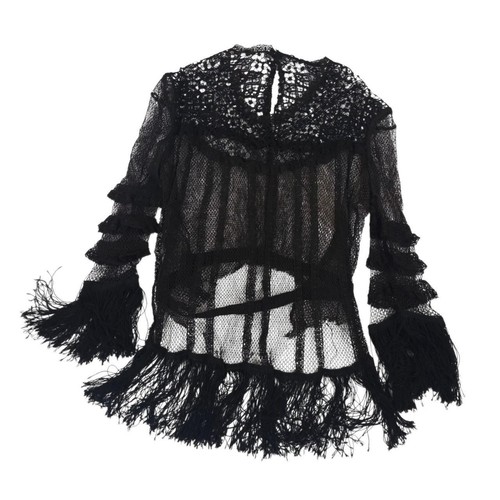 Black crochet lace blouse - crochet,