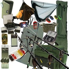 Complete Carp Fishing 3 Rod And Reels Setup Alarms Luggage Tackle Holdall Bait