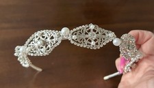 Richard Designs Hairband/ Tiara Pearl & Crystal
