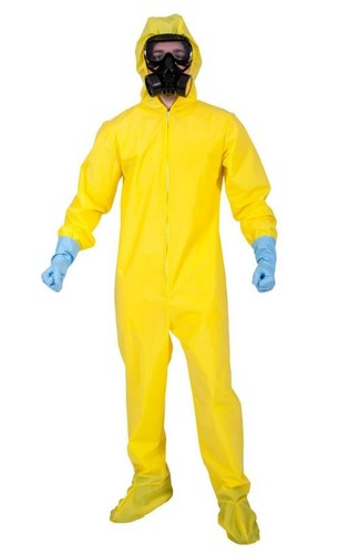 Yellow hazmat suit breaking - suit,