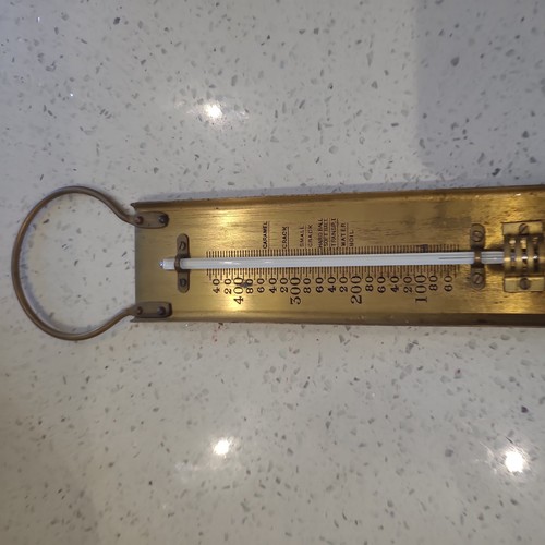 Vintage brass thermometer - brass,