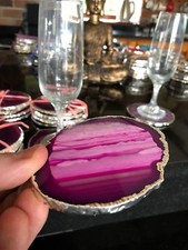 Pink Agate Silver Edge