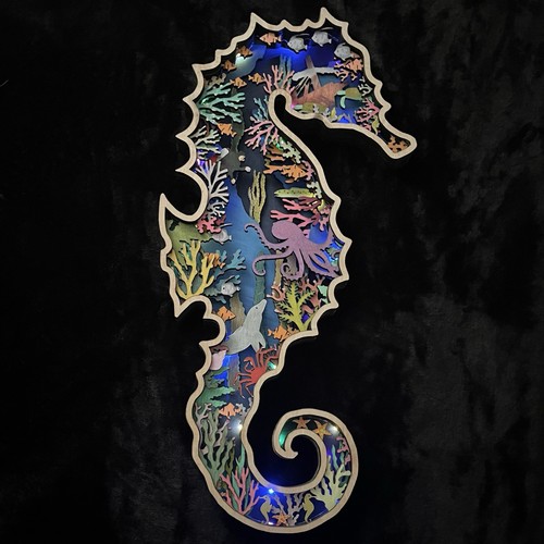 Seahorse multi layered wood - seahorse, 3d