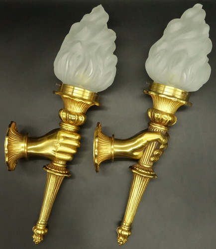 Large pair wall sconces - pair, torch