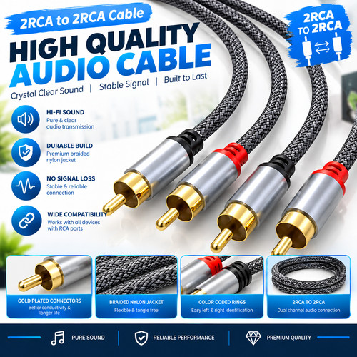 Rca audio cable - to, gold
