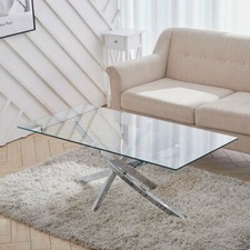 Modern Clear Glass Living Room Coffee Table Sofa End Table Corner Console Table