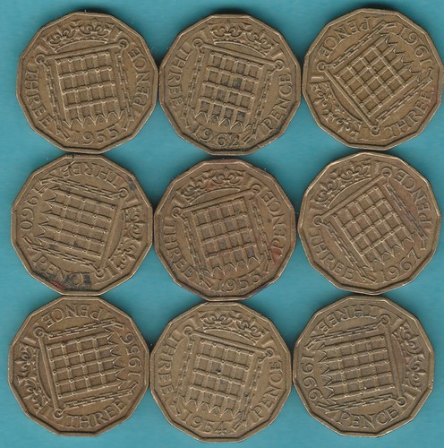 Elizabeth three pence 3d - ii,