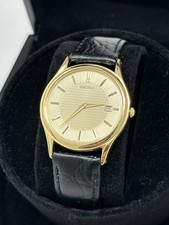 Vintage Seiko 7N39-8020 [R0] 8D4959 Vintage Dress Watch Gold Date Wristwatch