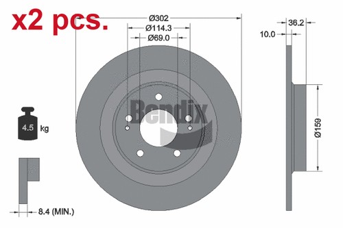 Pcs rear brake - pcs, disc