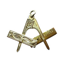 Vintage Sterling Silver Folding Masonic Compass & Set Square Pendant