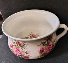 Portmerion Rose Flower Small Chamber Pot 18cm  Across Top Some Crazing No Chips