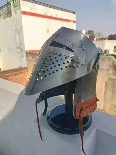 Medieval bascinet helmet - helmet, steel