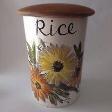 Sunflowers? Crown Devon Fieldings Rice Tall Storage Pot Refurbished Wooden Lid