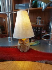 Ceramic Owl Lamp with Wooven