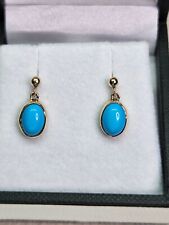 9kt Gold Sleeping Beauty Turquoise Earrings (1.39g)