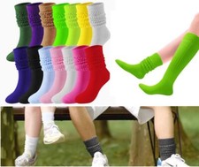 Scrunch Slouch Cotton Knit Long Knee High Socks  1 pair