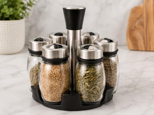Piece glass spice jar set - glass,