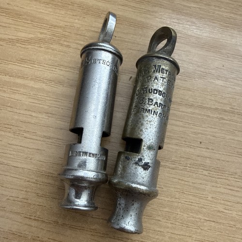 Two vintage police - vintage, whistles
