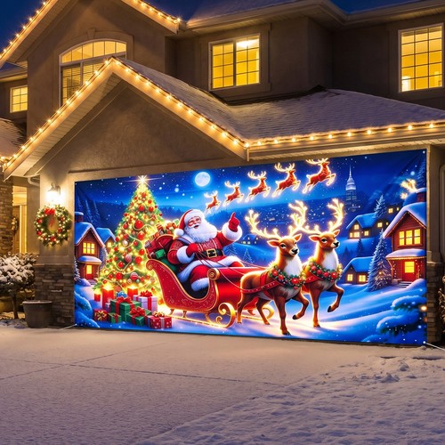 Christmas truck garage door - christmas,