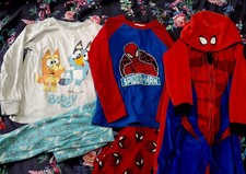 6-7 Boys Girls Pyjama 0nesie Bundle Bluey Spiderman