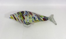 Murano Style Multi-Coloured Open Mouth Glass Fish Ornament 36cms