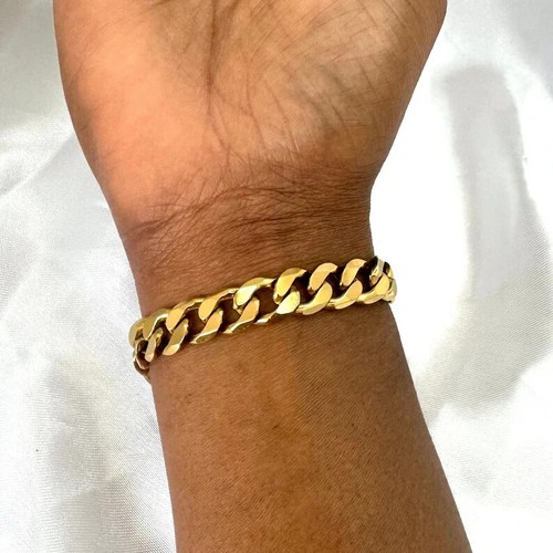 10mm gold cuban curb bracelet - gold,