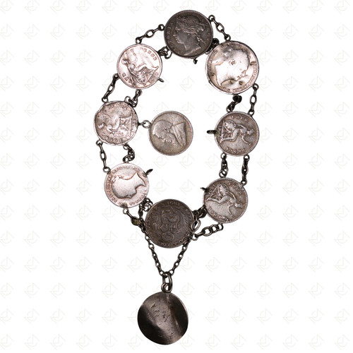 Silver coin bracelet - silver, with