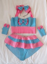  4 Piece Latex Set , Knickers Skirt Top Gloves & Headband Size 8