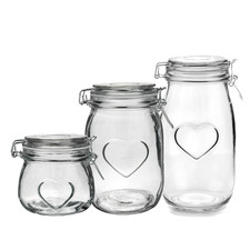 Heart Glass Storage Jar Food