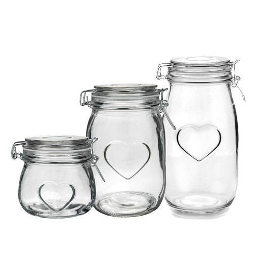 Heart glass storage jar - glass, food