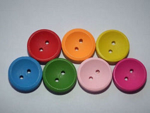 Coloured wooden buttons - wooden,