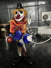 Vintage Murano Glass Clown Holding A Ball 7 1/2 In Tall Vgc