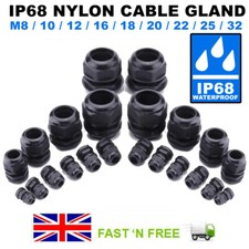 IP68 WATERPROOF BLACK CABLE GLAND COMPRESSION JUNCTION M8/1012/16/18/20/22/25/32